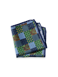 Patchwork Silk Pocket Square - Green Multi