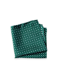 Floral Silk Pocket Square - Green/Blue