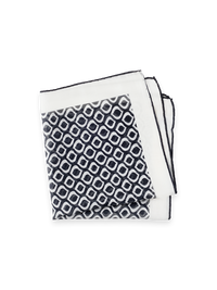 Geometric Silk Blend Pocket Square - Black/White