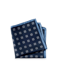 Medallion Silk Pocket Square - Navy