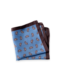 Paisley Silk Pocket Square - Blue/Brown