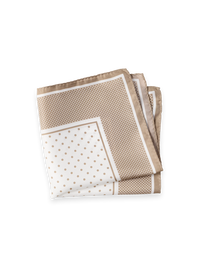 Dot Silk Pocket Square - Tan/White