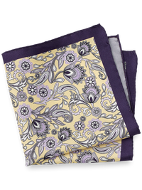 Paisley Silk Pocket Square - Yellow/purple
