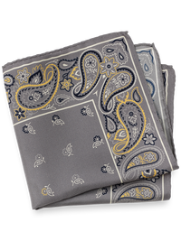 Paisley Silk Pocket Square - Grey Multi