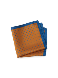 Geometric Silk Pocket Square - Orange/blue