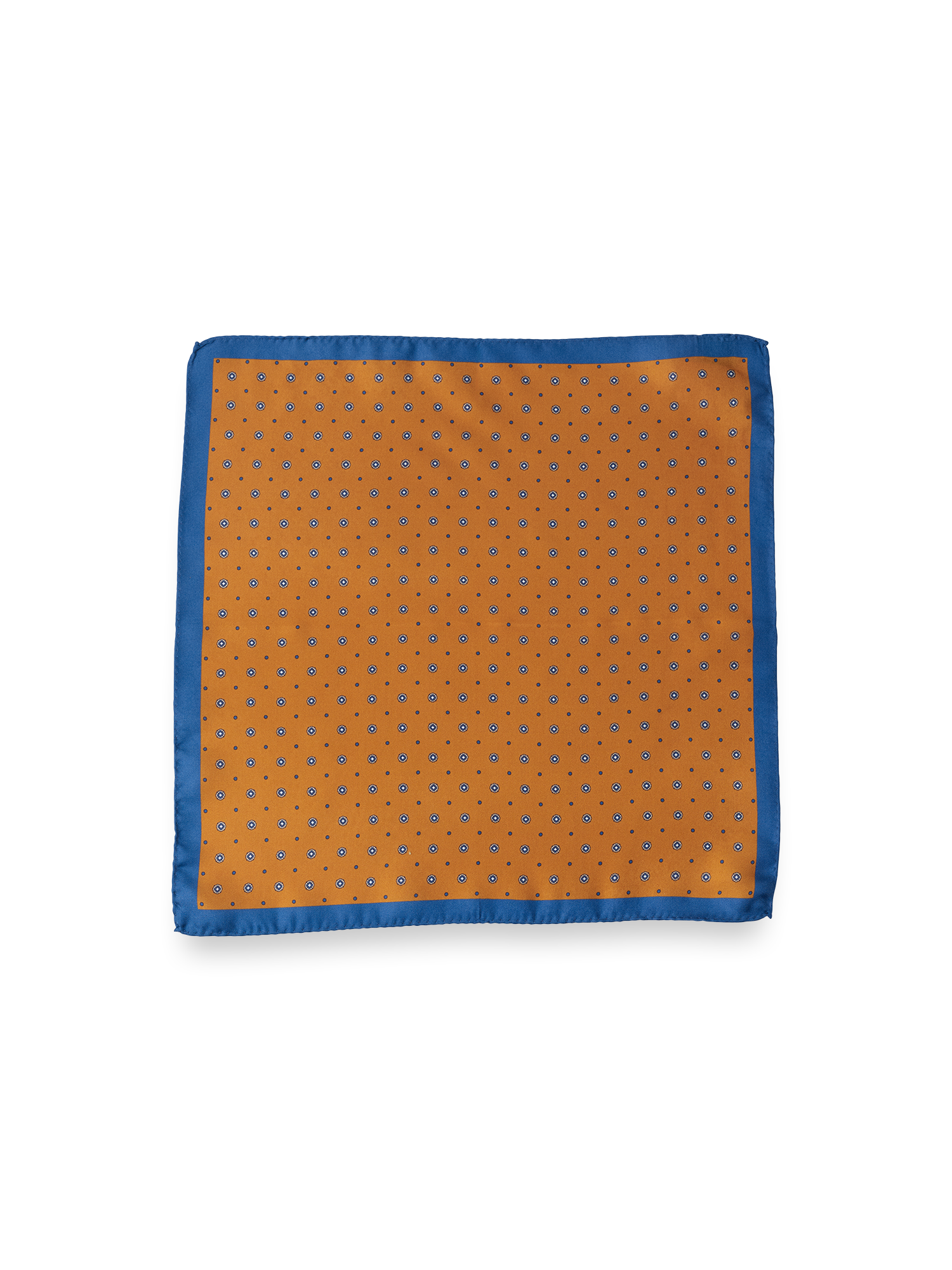 Geometric Silk Pocket Square - Orange/blue