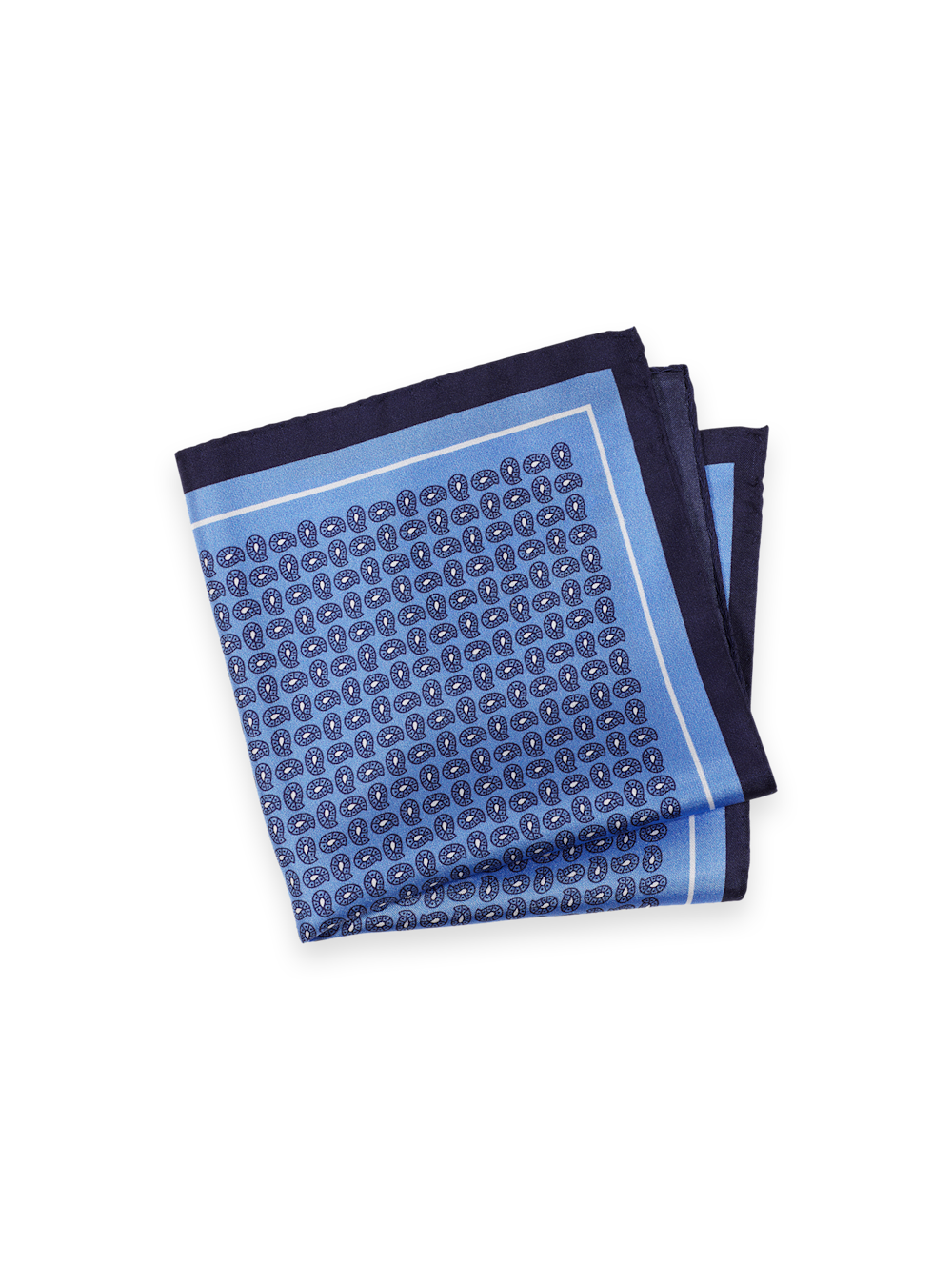 Product Image of Paisley Silk Pocket Square-Blue/Navy