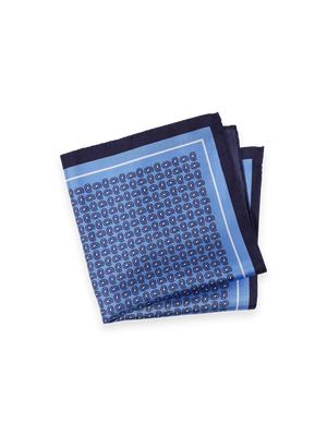 Paisley Silk Pocket Square - Blue/navy