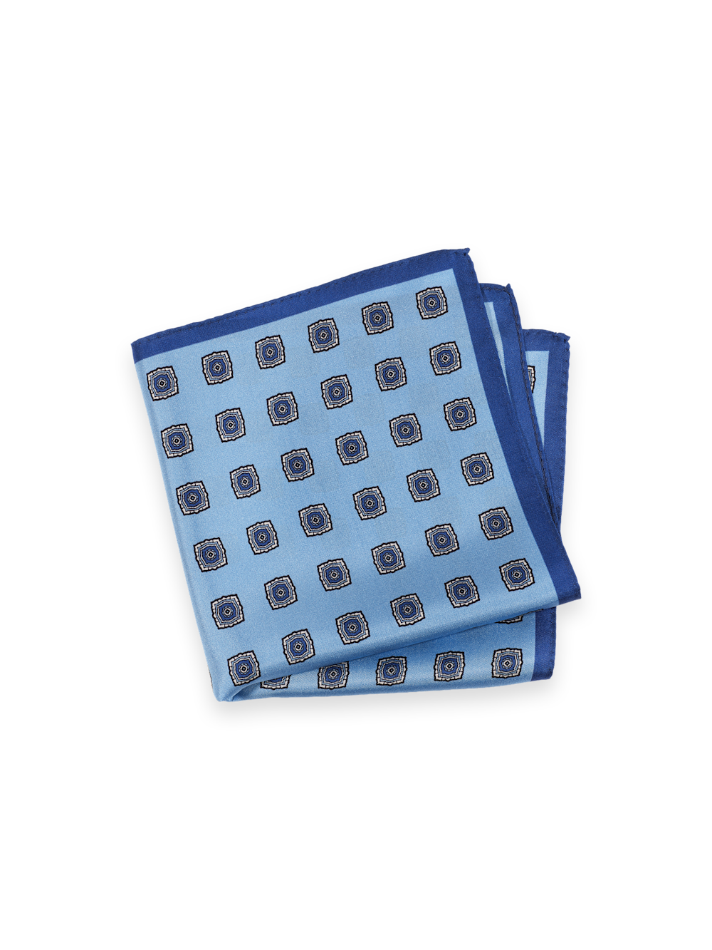 Product Image of Medallion Silk Pocket Square-Blue Multi