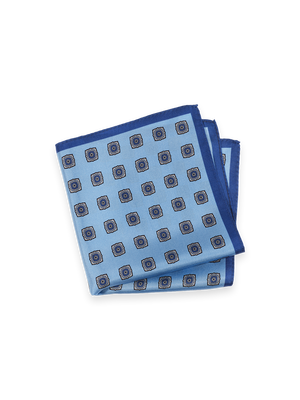 Medallion Silk Pocket Square - Blue Multi