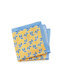 Botanical Silk Pocket Square - Yellow/blue