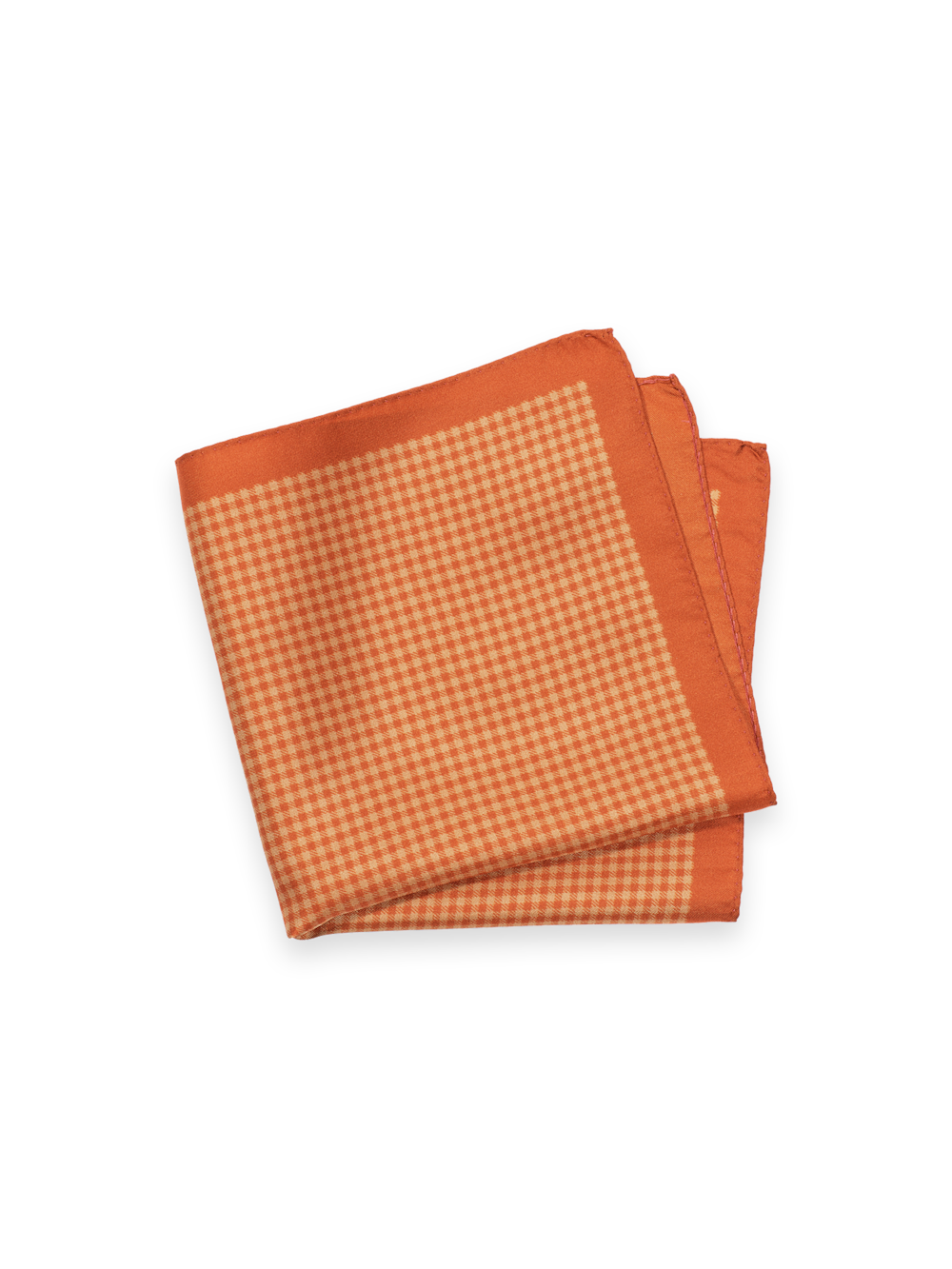 Product Image of Gingham Silk Pocket Square-Orange