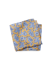 Paisley Silk Pocket Square - Yellow/blue