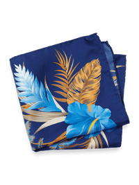 Floral Silk Pocket Square - Blue Multi