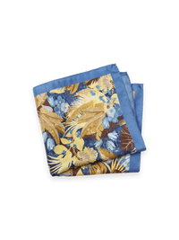 Botanical Silk Pocket Square - Yellow/blue