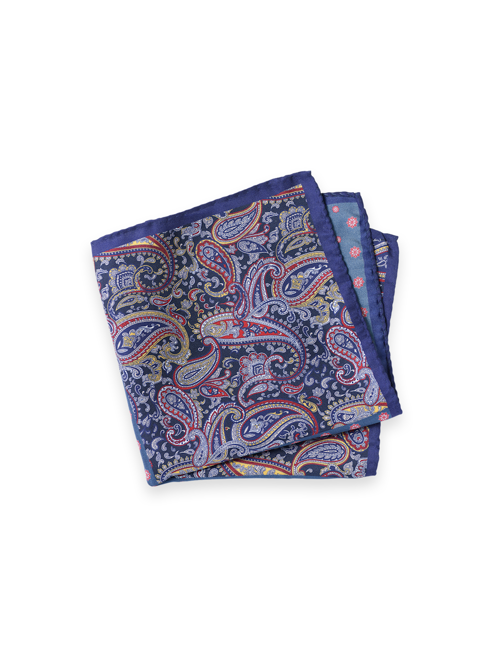Product Image of Medallion Silk Pocket Square-Blue/Red