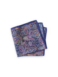 Medallion Silk Pocket Square - Blue/red
