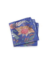 Floral Silk Pocket Square - Blue Multi