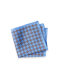 Medallion Silk Pocket Square - Blue/orange