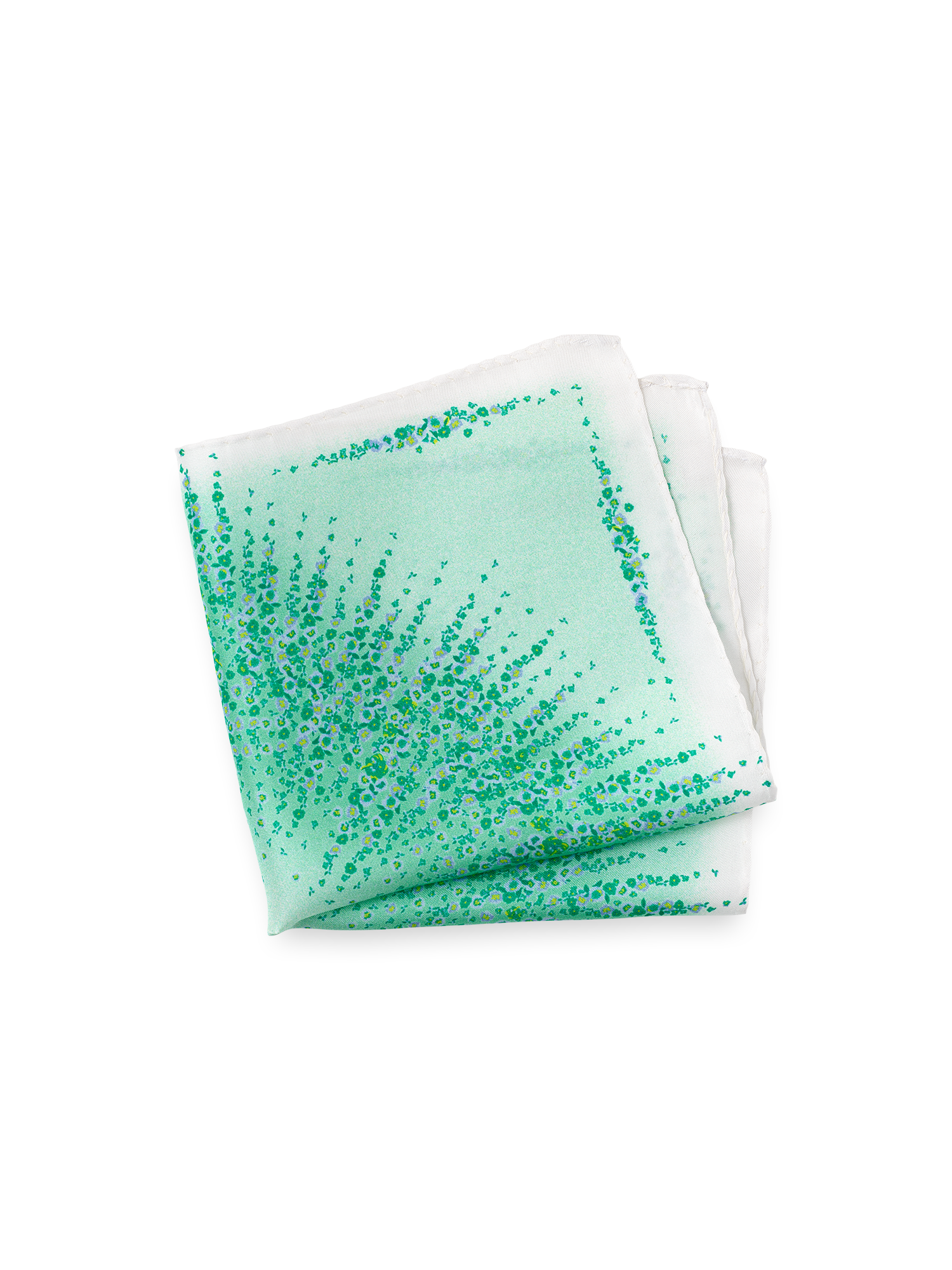 Floral Silk Pocket Square - Green/white