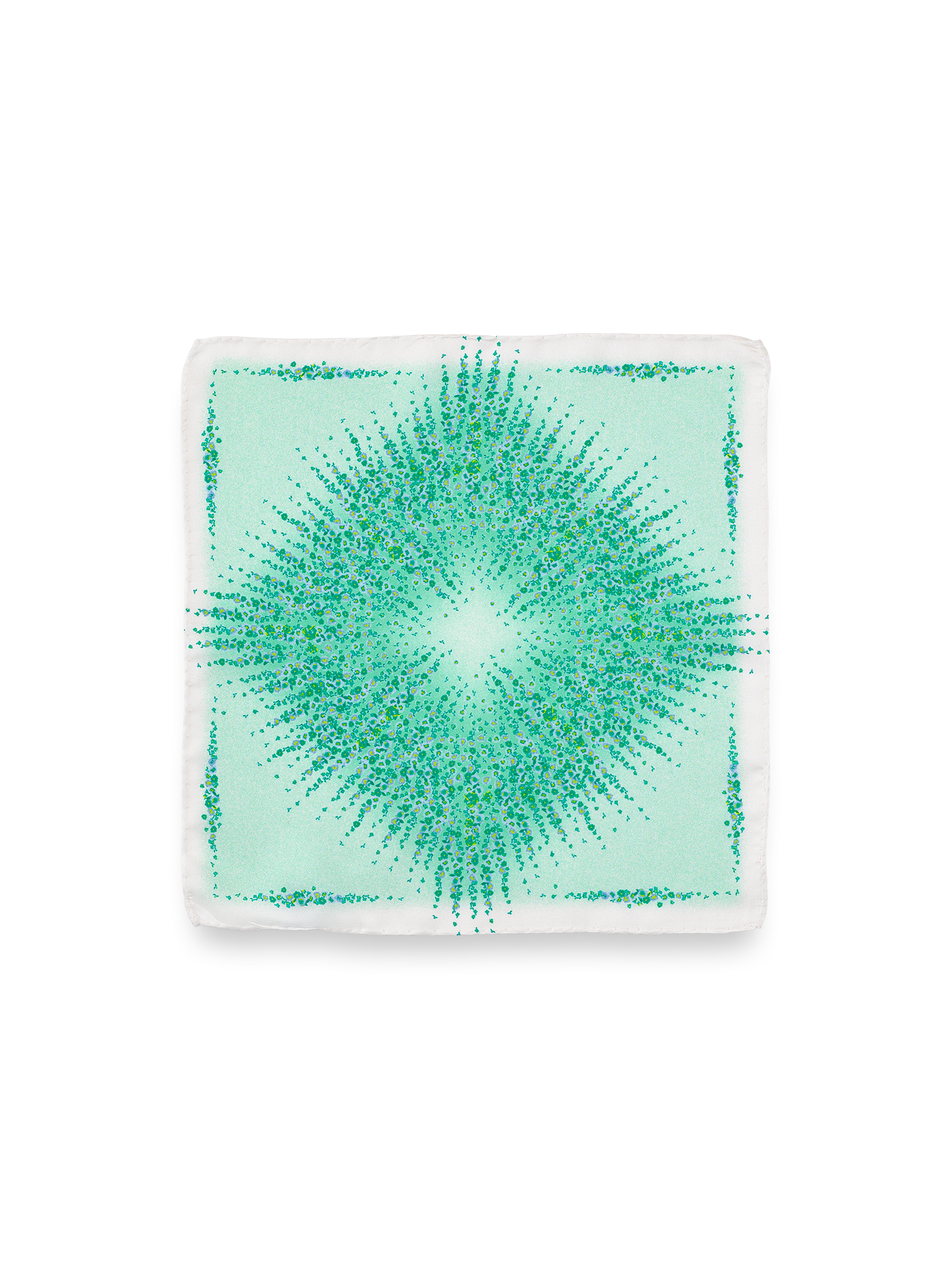 Floral Silk Pocket Square - Green/white