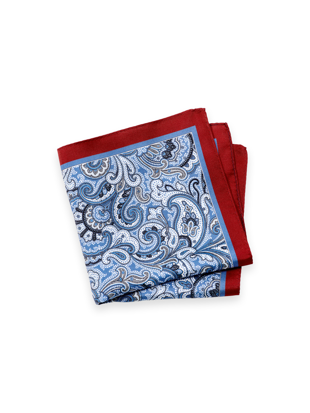 Product Image of Paisley Silk Pocket Square-Blue/Red