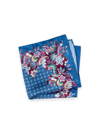 Paisley Silk Pocket Square - Blue/red