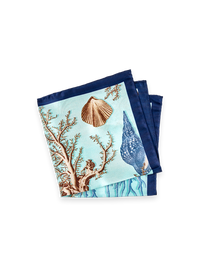 Seashells Silk Pocket Square - Blue Multi