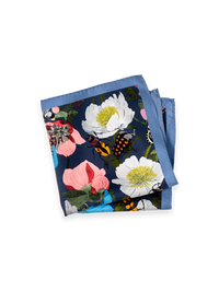 Floral Silk Pocket Square - Navy Multi