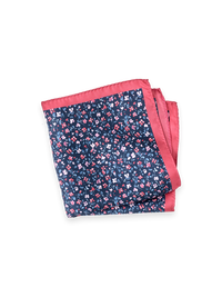 Floral Silk Pocket Square - Navy/pink