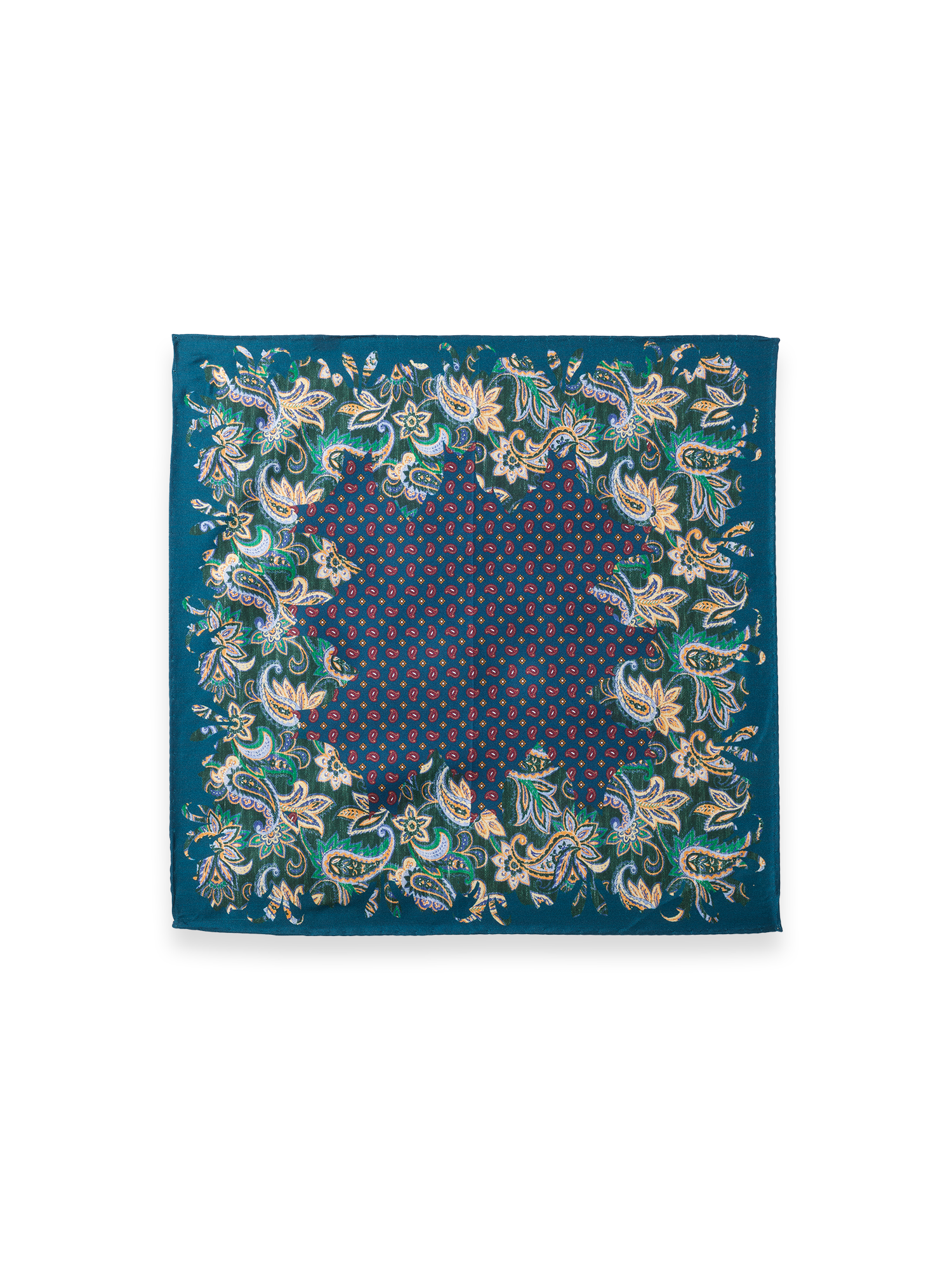 Paisley Silk Pocket Square - Teal