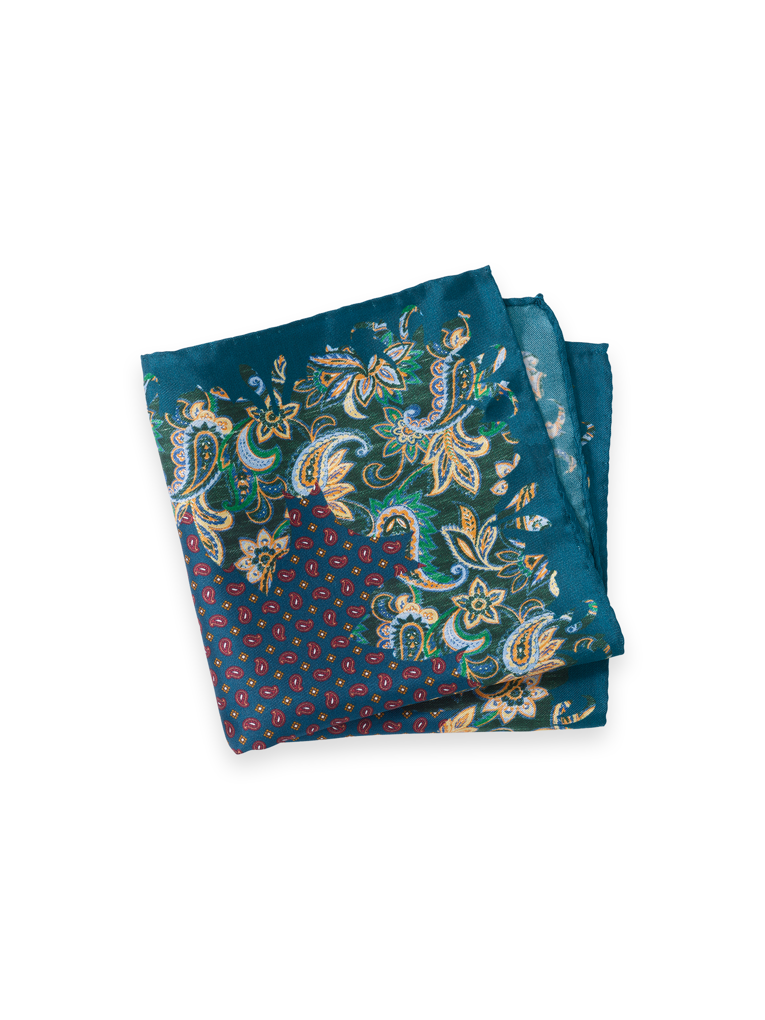Paisley Silk Pocket Square - Teal