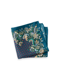 Paisley Silk Pocket Square - Teal