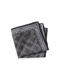 Plaid Silk Pocket Square - Black