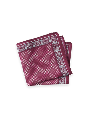 Plaid Silk Pocket Square - Burgundy