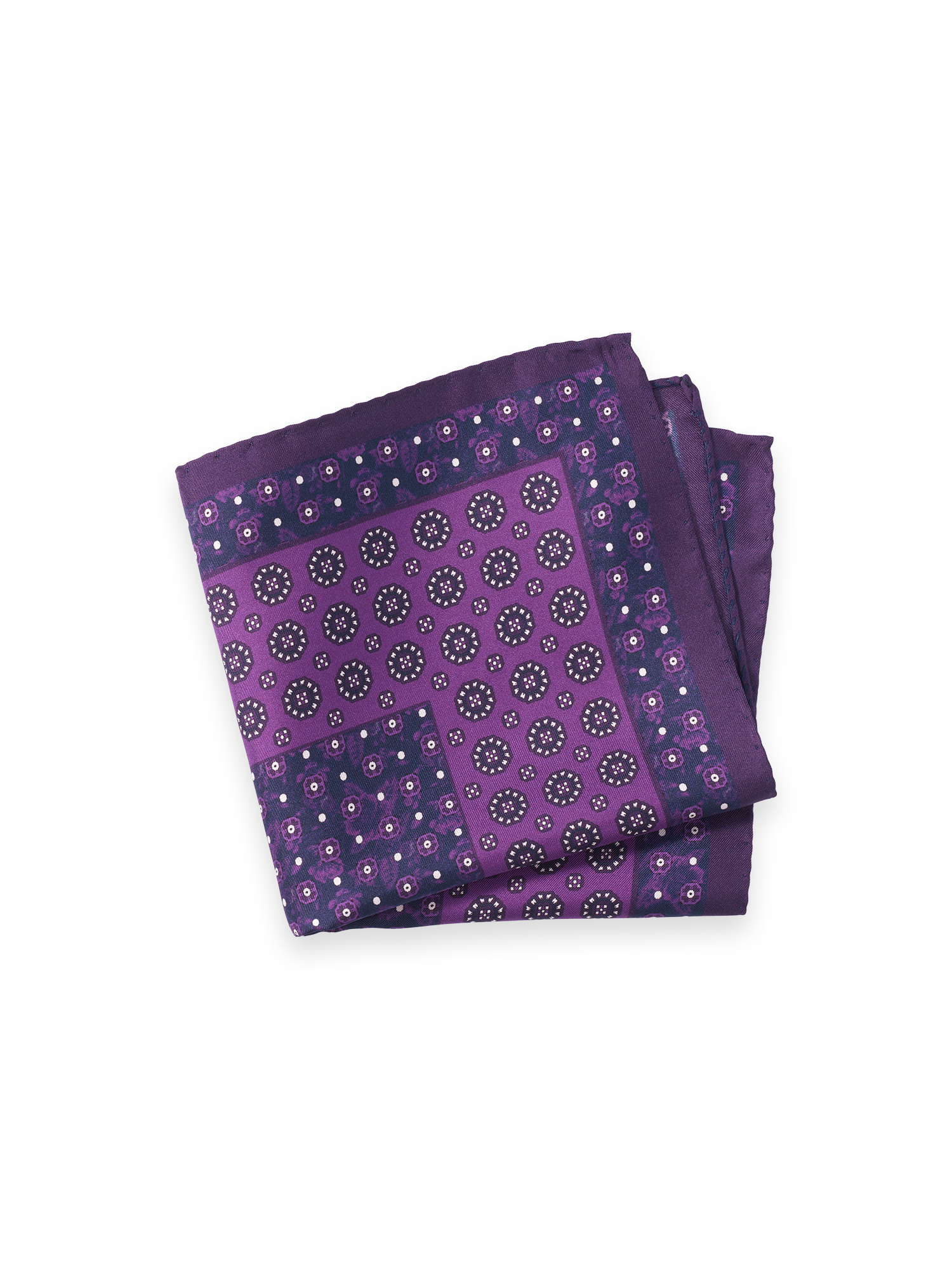 Medallion Silk Pocket Square - Purple