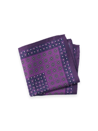 Medallion Silk Pocket Square - Purple