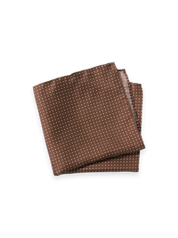 Dot Silk Pocket Square - Brown
