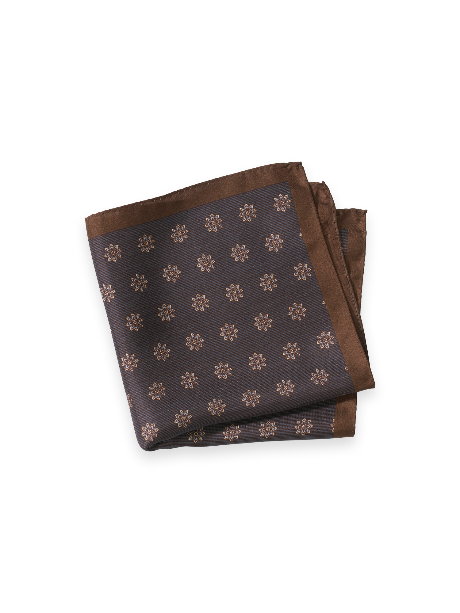 Medallion Silk Pocket Square - Brown