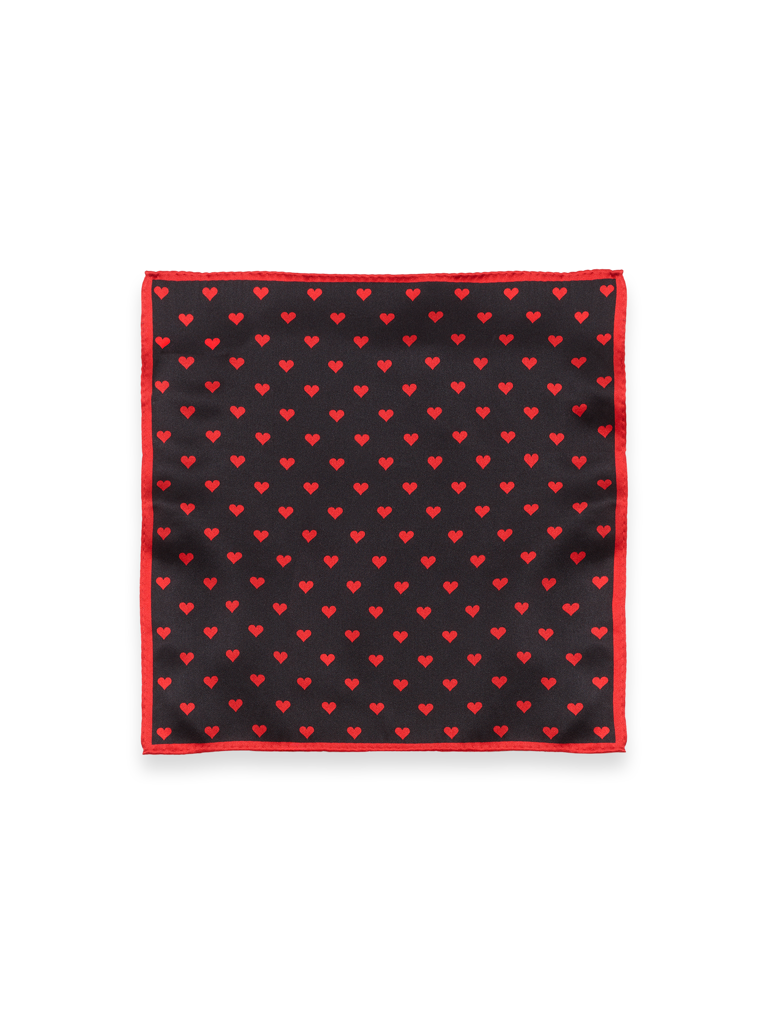 Hearts Silk Pocket Square - Black/red