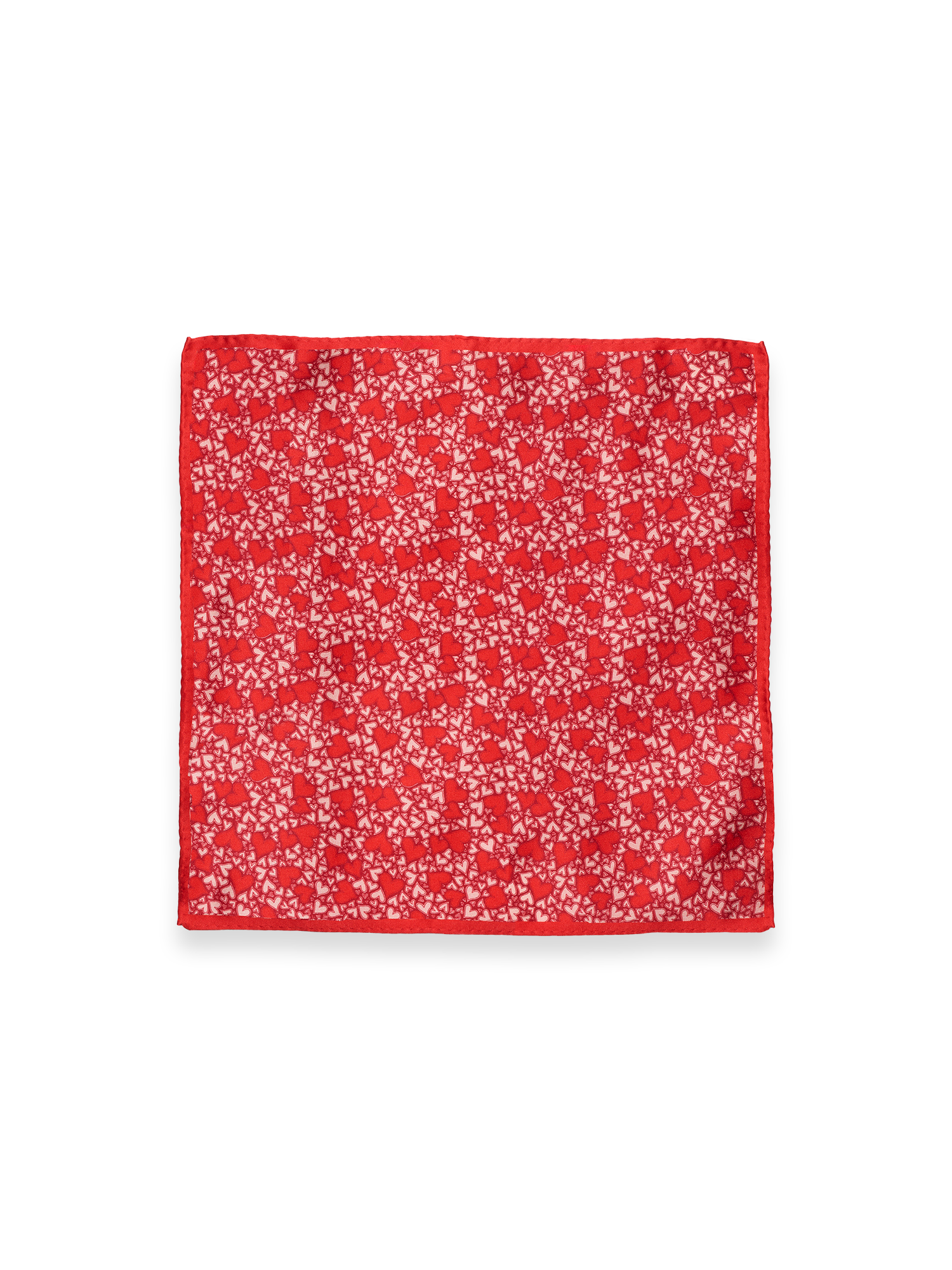 Hearts Silk Pocket Square - Red