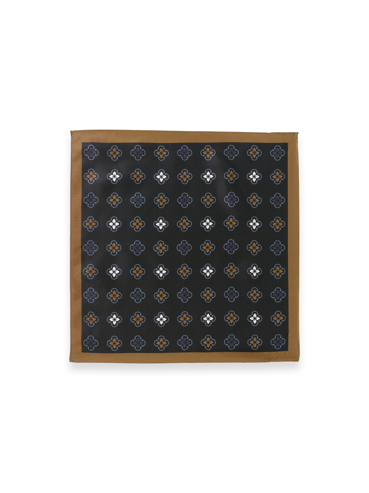 Medallion Silk Pocket Square - Black Multi