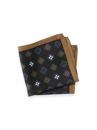 Medallion Silk Pocket Square - Black Multi