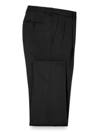 Classic Fit Essential Wool Pleated Suit Pants - Black