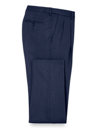 Classic Fit Essential Wool Pleated Suit Pants - Navy