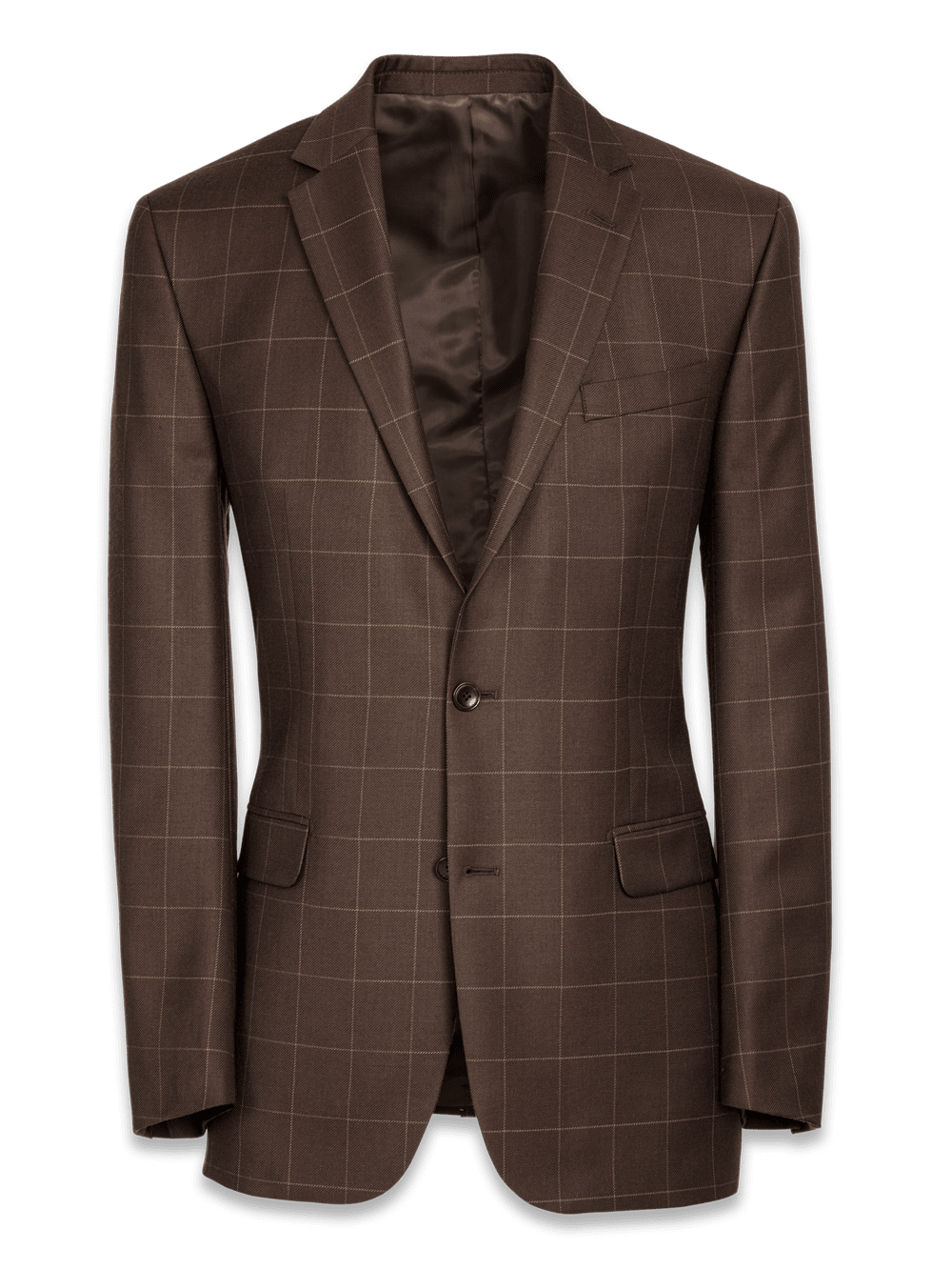 Men's Brown Windowpane Solid Suit 