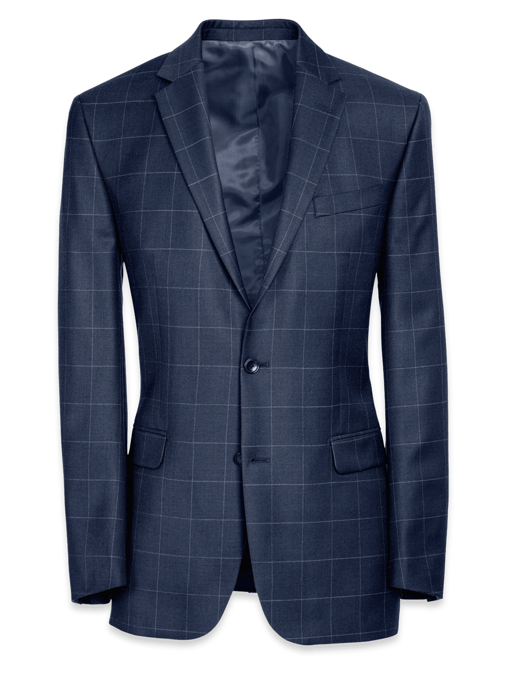 Men's Navy Windowpane Solid Suit 