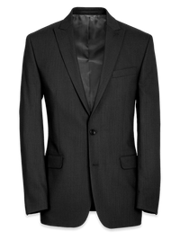 Tailored Fit Essential Wool Peak Lapel Suit Jacket - Black