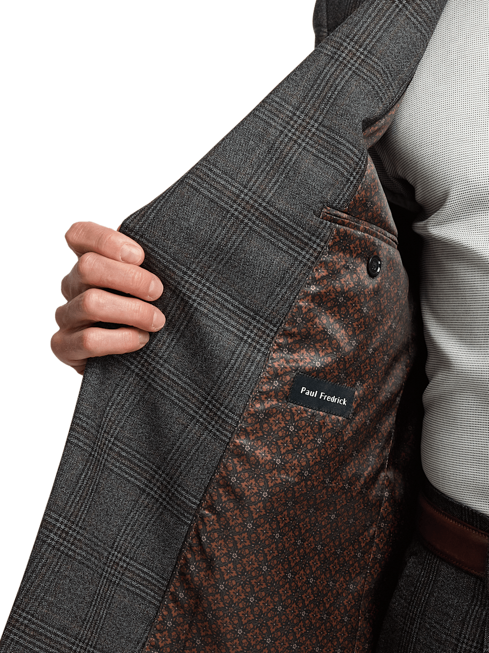 Alternate Image of Wool Plaid Double Breasted Peak Lapel Suit Jacket-3