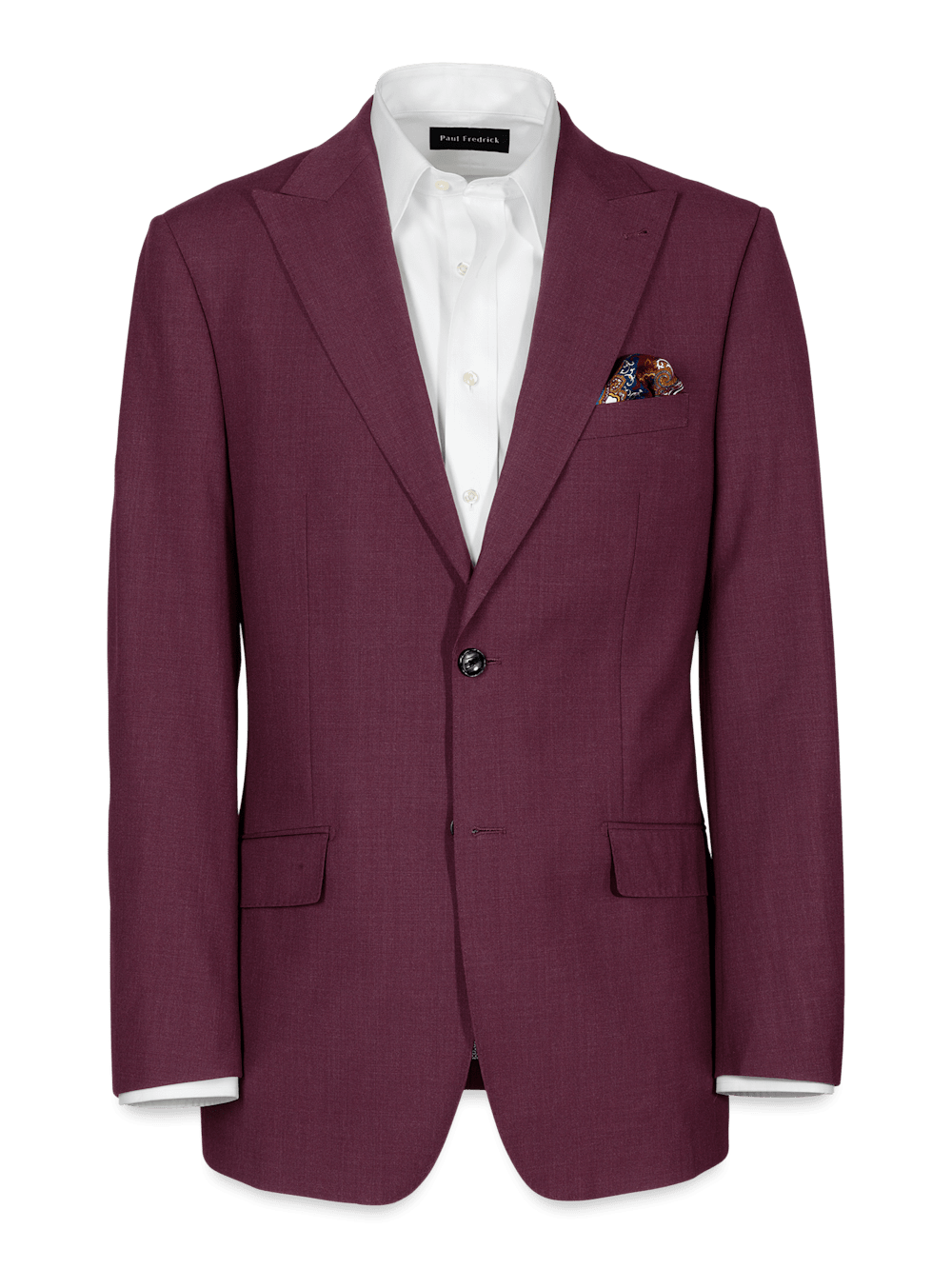 Product Image of Wool Stretch Bengaline Peak Lapel Suit Jacket-Plum
